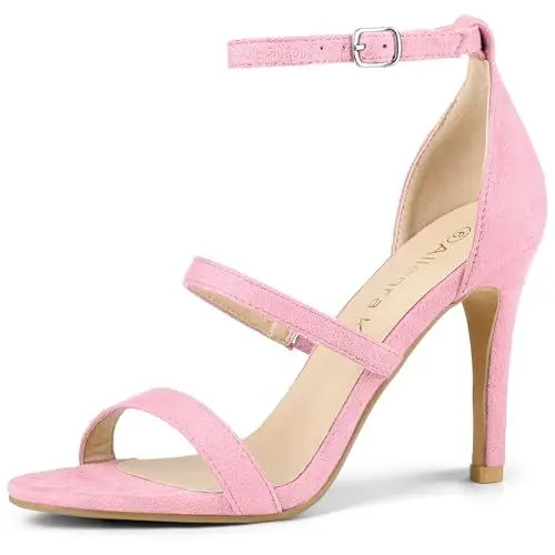 Produktbild: Allegra K Damen Open Toe Triple Straps Stiletto High Heel Sandalen Rosa 40