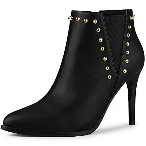 Produktbild: Allegra K Damen Spitze Stiefeletten mit Reißverschluss und Stiletto-Absatz Schwarz 36