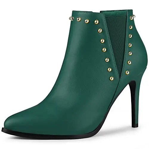 Produktbild: Allegra K Damen Spitze Stiefeletten mit Reißverschluss und Stiletto-Absatz Smaragdgrün 39