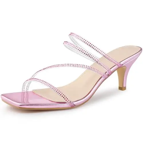 Produktbild: Allegra K Damen Strass Riemchen Kitten Heels Slide Sandalen Rosa 40