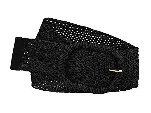 Produktbild: Allegra K Damen klobige Schnalle breite Taillengürtel Geflochtene gewebte Gürtel für Kleid Schwarz 58-84cm/22.83-33.07