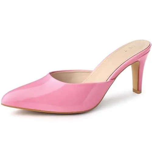 Produktbild: Allegra K Frauen Spitze Zehen Stiletto Heels Slide Mules Rosa 38