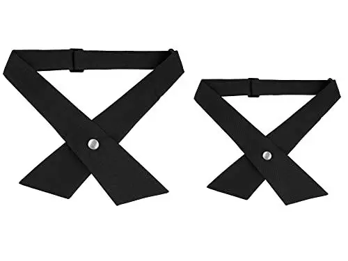 Produktbild: Allegra K Größenverstellbare Fliege für Damen, Schuluniform, vorgebundene, überkreuzte Fliege, 2 Stk Schwarz und Schwarz One Size