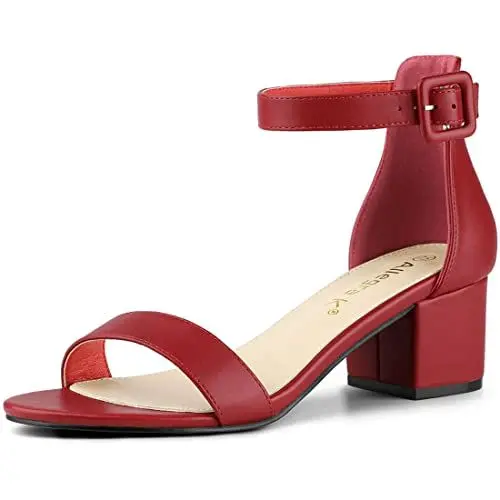 Produktbild: Allegra K Knöchelriemen-Sandalen mit Blockabsatz für Damen Rot 40