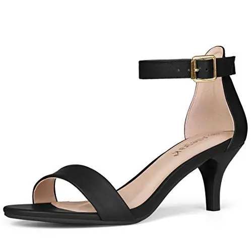Produktbild: Allegra K Knöchelriemen für Damen mit Kitten-Heel-Sandalen Schwarz 39