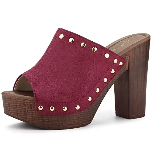 Produktbild: Allegra K Open Toe Platform Block Damen Sandalen für Damen Burgund 41