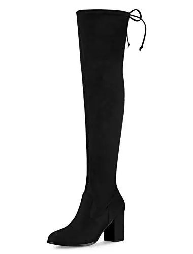 Produktbild: Allegra K Overknee-Stiefel für Damen mit runder Zehenpartie und klobigem Absatz Schwarz 41