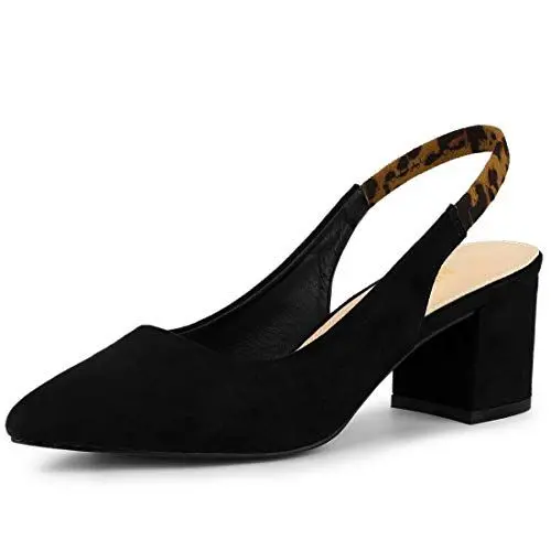 Produktbild: Allegra K Pumps mit spitzer Zehenpartie und Blockabsatz für Damen Slingback-Heels Schwarz 39