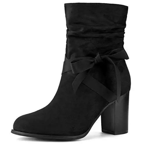 Produktbild: Allegra K Slouchy Chunky Heel Ankle Boots für Damen Schwarz 39