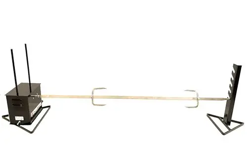 Produktbild: ALLEGRI Professioneller Drehspieß, elektrisch, riesig, variable Geschwindigkeit, Spieß 20 x 8 cm, Länge 135 cm, Tragkraft 30 kg, 2 Fleischstopper aus Edelstahl