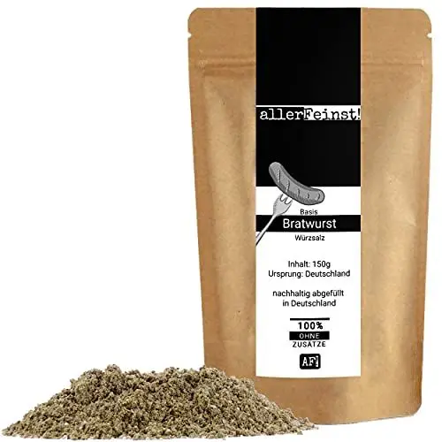 Produktbild: allerFeinst! - Bratwurst Gewürz - Basis Gewürzsalz für leckere Rostbratwurst, Grillwurst , 1er Pack (1 x 150g)