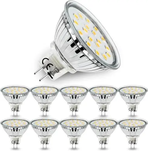 Produktbild: Allesgute GU5.3 LED Lampe, 5W MR16 LED Bulbs 12V Ersatz für 45W Halogen Leuchtmittel, Neutralweiß 4500K 450lm Birne 120 Grad AC/DC 12 Volt Spot, 10Stück