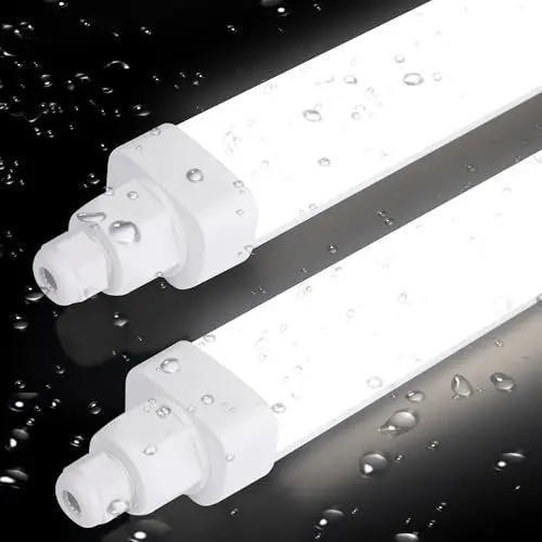Produktbild: Allesin 2er Pack Feuchtraumleuchte LED 120CM Kaltweiß 6500k, 30W 3600LM, 120lm/w Led Röhre Reihenschaltung Kellerlampe IP65 Wasserfest Werkstattlampe Leuchte für Feuchtraum Warenhaus