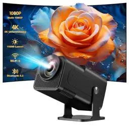 Produktbild: Allesin Mini Beamer 4K Projektor, Native 1080P Heimkino Beamer 500 ANSI Lumen, Beamer Handy mit Android 11.0 OS, 180 Grad Drehung, Smart Projector mit WiFi 6, BT 5.2, Auto-Trapezkorrektur, Schwarz