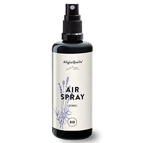 Produktbild: AllgäuQuelle – BIO-AirSpray mit 100% Bio-Öl Lavendel (100ml) | Natürlicher Raumduft mit naturreinem ätherischen Lavendelöl im Raumspray | BIO Duftspray