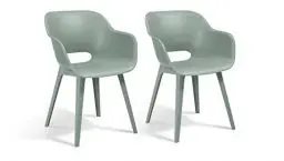 Produktbild: Allibert by Keter Gartensessel Akola, vintage grün, 2er Set, Kunststoff, 56.7 x 55.8 x 80.1 cm, Schalenstuhl in Cupform, perfekt für Garten, Terrasse oder Esszimmer