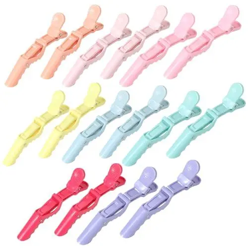 Produktbild: Alligator Haarspangen für Styling 16 Pcs – breite Zähne, doppelt scharnieriges Design Professionelle Alligator Clips für Haare, Haarspangen für Frauen, Salon Haarspangen (8-farbig)