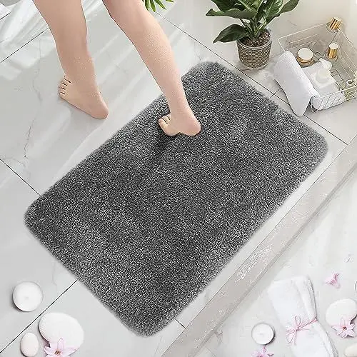 Produktbild: ALLILUYAA Bath mat, Bad Teppich, Badezimmerteppich rutschfest, Flauschige Mikrofaser Badvorleger, Weiche, Wasserabsorbierend, Maschinenwaschbar, für Dusche,Badewanne und Toilette