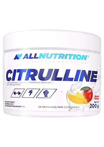 Produktbild: ALLNUTRITION Citrullin-Malat-Pulver Aminosäuren L-Citrullin - Proteinreiche Diätunterstützung für effizienteres Training - Energieschub reduziert Müdigkeit - 200 g Mango