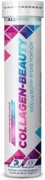 Produktbild: ALLNUTRITION Collagen Beauty Erdbeer Rhabarber Geschmack Kurkuma Vitamine Mineralien Hyaluronsäure Zink Biotin Nahrungsergänzungsmittel Regenerationsunterstützung 20 Portionen pro Packung