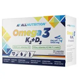 Produktbild: ALLNUTRITION OMEGA 3 K2 D3 ist eine hochwertige Ergänzung, die Fischöl und die Vitamine K2 und D3 enthält.