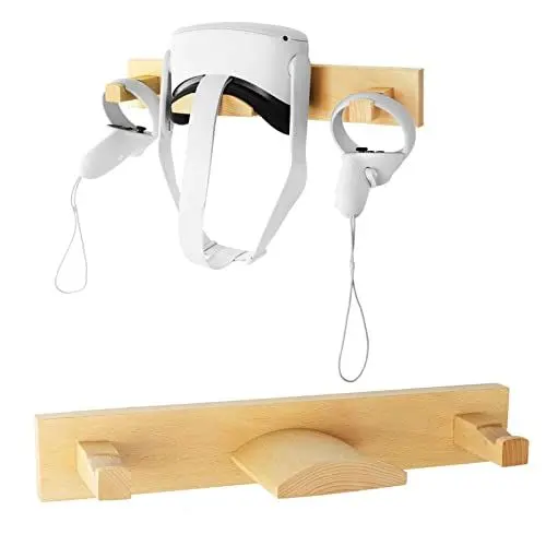 Produktbild: AlloverPower VR-Wandhalterung aus Holz für Oculus Quest 2 Rift S Headsets Controller Ständer Haken Display Aufbewahrung Organizer
