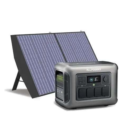 Produktbild: ALLPOWERS R1500 1152Wh Solargenerator mit 100W Solarpanel, 4 x 1800W AC Ausgänge (3000W Spitze), Tragbare Powerstation mit Solarpanel für Stromausfall, Camping, Wohnmobil, Wohnwagen und Notfälle