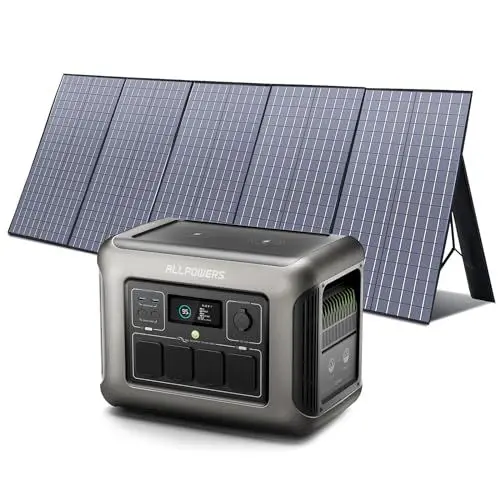 Produktbild: ALLPOWERS R1500 Tragbare Powerstation mit 400W Solarpanel, 1152Wh LiFePO4 Batterie mit 1800W AC Ausgang Solargenerator, 43dB Leise Betrieb Mobile Notstromversorgung für Garten Reise Camping Wohnmobil