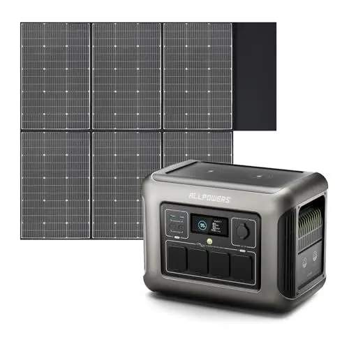 Produktbild: ALLPOWERS R1500 Tragbare Powerstation mit 600W Solarpanel, 1152Wh LiFePO4 Batterie mit 1800W AC Ausgang Solargenerator, 43dB Leise Betrieb Mobile Notstromversorgung für Garten Reise Camping Wohnmobil
