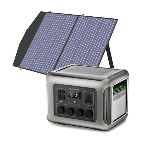 Produktbild: ALLPOWERS R2500 Solargenerator 2016Wh mit 100W Solarpanel, 4 x 2500W AC Ausgänge (4000W Spitze), Tragbare Powerstation mit Solarpanel für Stromausfall, Camping, Wohnmobil, Wohnwagen und Notfälle