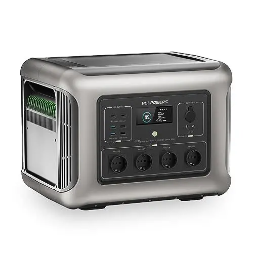 Produktbild: ALLPOWERS R2500 Tragbare Powerstation 2016Wh, LFP-Batterie mit 3500+ Zyklen, Solargenerator mit 4x 2500W AC Ausgängen, 1 Std 100% Schnell Aufladen Mobiler Stromspeicher für Zuhause Camping Wohnmobil