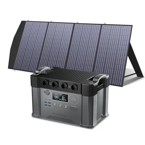Produktbild: ALLPOWERS S2000 Pro Tragbares Powerstation mit 200W Faltbares Solarpanel, 1451Wh 2400W (4000W Überspannung) AKKU Solargenerator Mobiler Stromspeicher Power Station für Notstrom Camping Wohnmobile