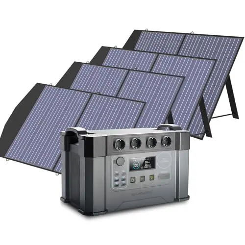 Produktbild: ALLPOWERS S2000 Pro Tragbares Powerstation mit 4x 100W Faltbares Solarpanel, 1451Wh 2400W (4000W Spitzenwert) Power Station AKKU Solargenerator Mobiler Stromspeicher für Home Notfall Camping RV Reise