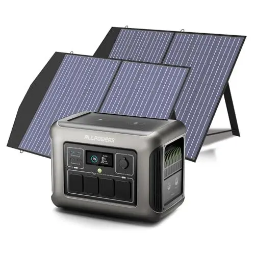 Produktbild: ALLPOWERS Solargenerator R1500, 1152Wh Powerstation mit SP027 2x 100W Solarpanel, AC-Schnellladung 0-80% in 40 Minuten, 4x 1800W AC-Ausgänge, 2x 100W PD, ideal für Camping und für Notfälle zu Haus