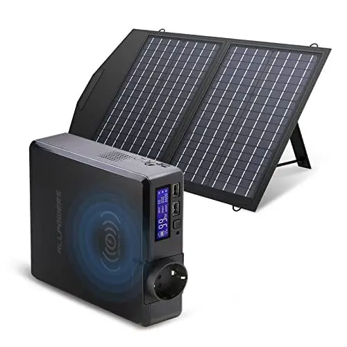 Produktbild: ALLPOWERS Tragbarer Powerstation 200W / 154Wh Akku Solar Generator Generatoren mit 60W Faltbares Solarpanel Backup Batterie Stromversorgung für Camping fischen im Freien Reisen Emergency Mobilphone