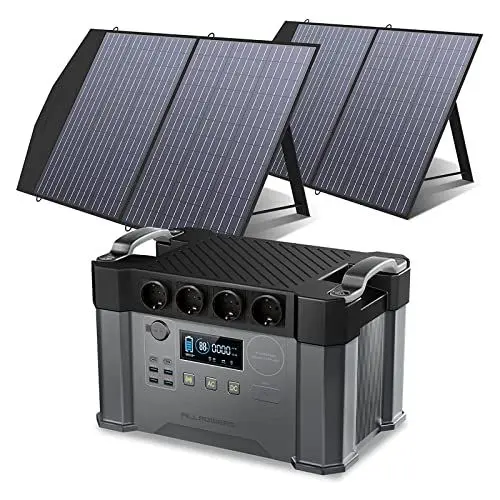 Produktbild: ALLPOWERS Tragbares Powerstation (S2000 Pro) 1451Wh 2400W AKKU Solargenerator Mobiler Stromspeicher Power Station(4000W Spitzenwert) mit 2x 100W Faltbares Solarpanel für Home Notfall Camping RV Reise