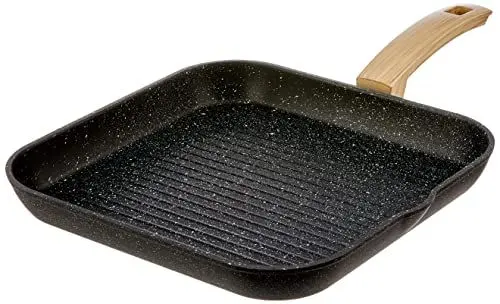 Produktbild: ALLUFLON Etnea Wood Edition Grillpfanne, Aluminium, schwarz, 28/28 cm