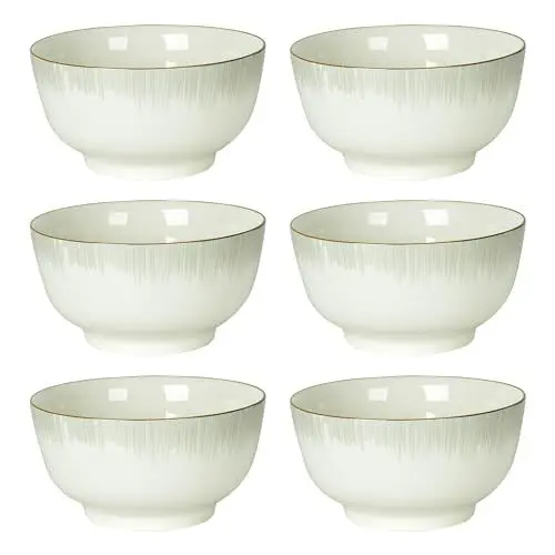 Produktbild: ALLUSEIT Schüsselset Keramik, 6 Teilige 850ml Müslischale Suppenschalen, Sonnenschein-Muster Porzellan Schale Set für Müsli Suppen Salat Nudeln Ramen Reis, Mikrowellenfest, Φ15cm