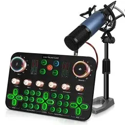 Produktbild: ALLWIN Streaming Mikrofon, Podcast Mikrofon Set k600 DJ Mischer Audio Interface Mit XLR Nieren Kondensator Mikrofon Podcast Produktionsstudio Für Live-Streaming/PC/Aufnahme