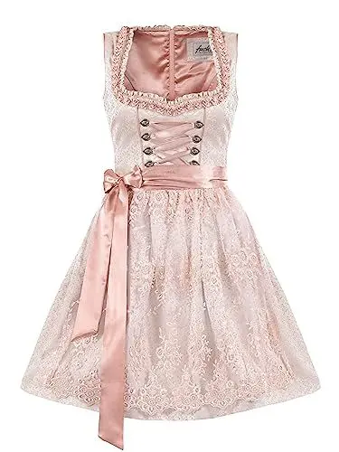 Produktbild: Almbock Trachtenkleider modern | Dirndl festlich elegant in beige Farbton Made in Germany | Dirndl Hochzeit oder andere Anlässe in der Größe 32