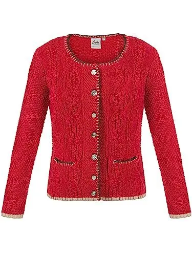 Produktbild: Almbock Trachtenstrickjacke | Trachtenstrickjacke elegant in rot Made in Germany | Festliche Strickjacke für Verschiedene Anlässe Größe 38