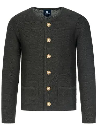 Produktbild: Almbock Trachtenweste Herren schwarz - Trachten Herren Weste aus weicher und wärmender Naturwolle - Herrenstrickjacke - Trachtenweste Herren Größe 60