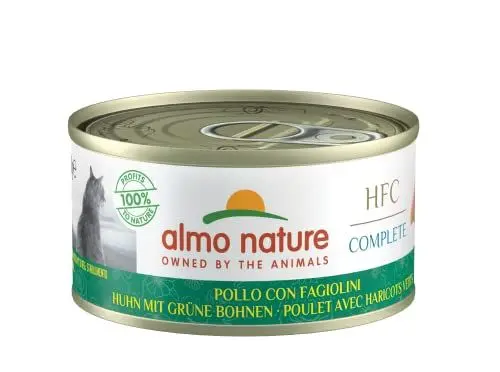 Produktbild: Almo Nature – HFC Complete – Huhn mit grünen Bohnen – Nassfutter für ausgewachsene Katzen, 24 Packungen à 70 g