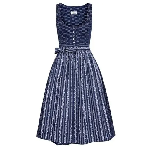 Produktbild: Almsach Damen Trachten-Mode Midi Dirndl Nina in Dunkelblau traditionell, Größe:36, Farbe:Dunkelblau