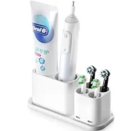 Produktbild: ALOCEO Aufsteckbürsten Halter, Zahnbürstenhalter Caddy für Elektrische Zahnbürste, Bürstenköpfe, Handzahnbürsten, Zahnpasten und Zungenschaber, Weiß