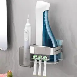 Produktbild: ALOCEO Zahnbürstenhalter Elektrische Zahnbürste mit 2 Haken, Edelstahl Badezimmer Elektrische Zahnbürste Halterung Wand, Silber
