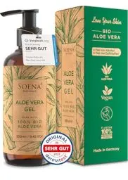 Produktbild: Aloe Vera Gel BIO - Vegan | Mit PUREM BLATTSAFT | 100% NATÜRLICH & REIN | Feuchtigkeitscreme Gesicht & Körper | Feuchtigkeitspflege von Soena Naturals | Aloe Vera Gel 100 Prozent - After Sun