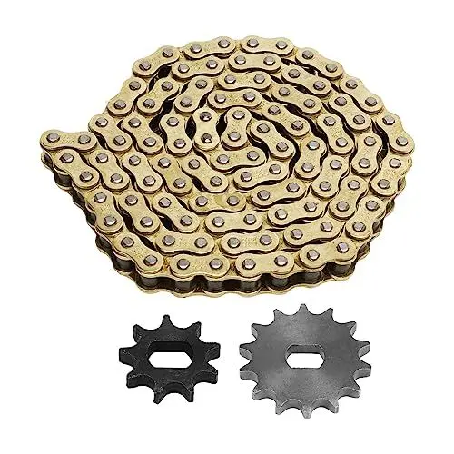 Produktbild: Alomejor 428 Kettenrad-Set, Aluminiumlegierung, Gold, 106-Glieder-Antriebskette mit 9 Zähnen und 14 Zähnen Ritzel-Set für Motorräder