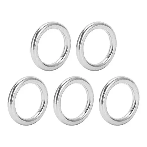 Produktbild: Alomejor 5pcs Runde Ringe Edelstahl Glatt Geschweißter O-Ring für Campinggürtel, Hundeleinen, Hardware(3 * 25mm)