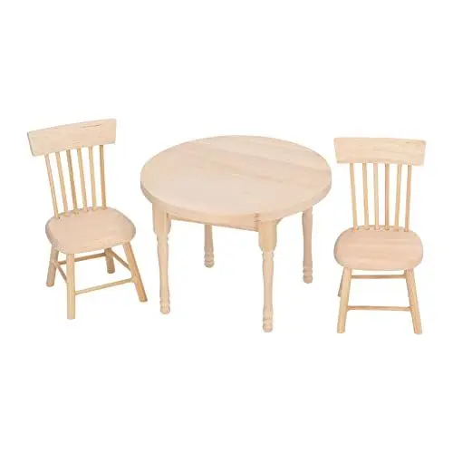 Produktbild: Alomejor Puppenhaus-Esszimmer-Set Maßstab 1:12 Retro-Design Puppenhaus Miniatur Runder Tisch Stuhl Möbel
